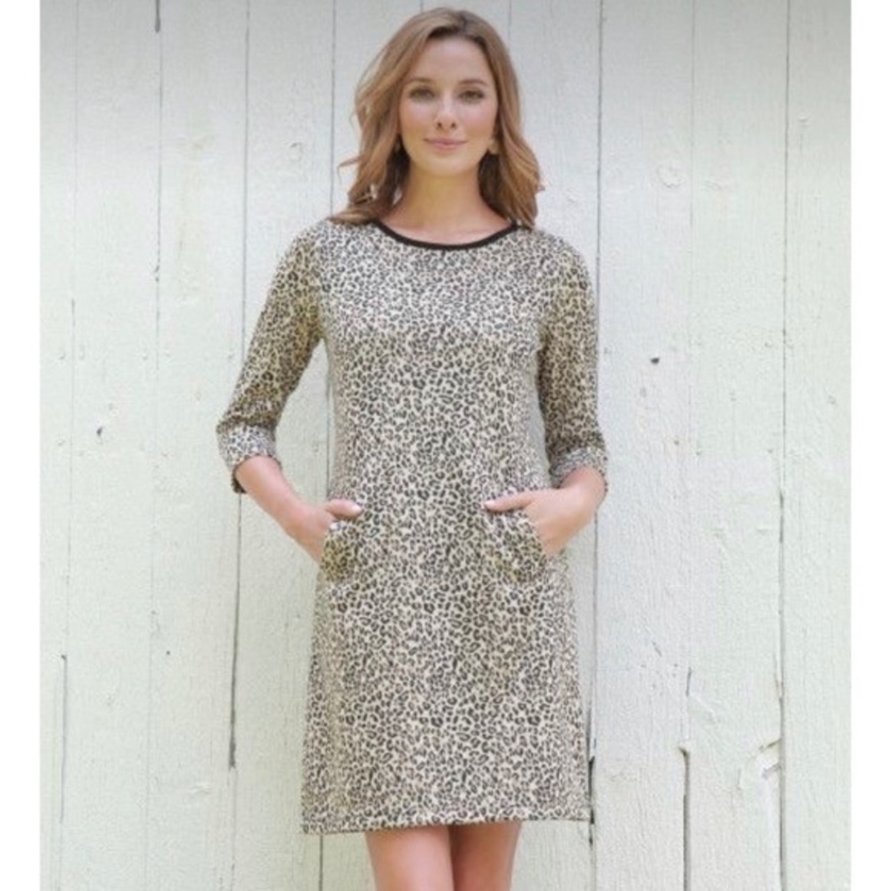 Tyler Boe Shelly Shift Leopard Print‎ 3/4 Sleeve Length Size X-Small